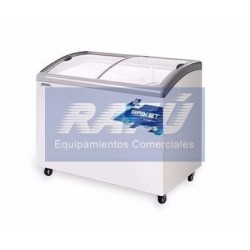 Freezer Briket Exhibidor Horizontal tapa vidrio curvo